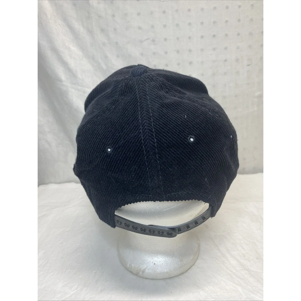 Vtg Randy Travis Corduroy Embroidered Snapback Spellout Corded Black Hat Country